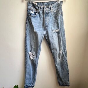 Levi’s 501 Distressed Light Blue Jeans